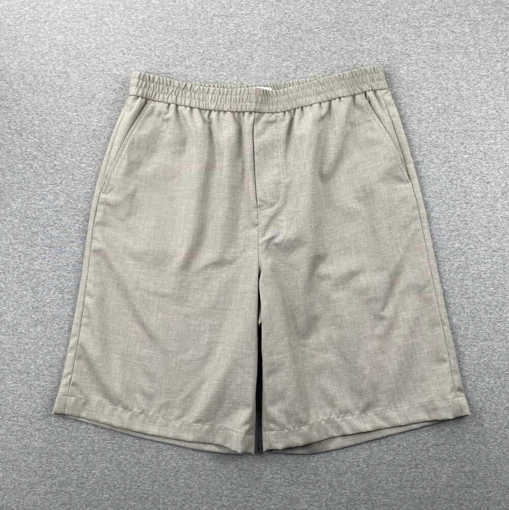 Topman Topshop Shorts Mens 34 Stone Beige Pull On Linen Blend Casual Lightweight